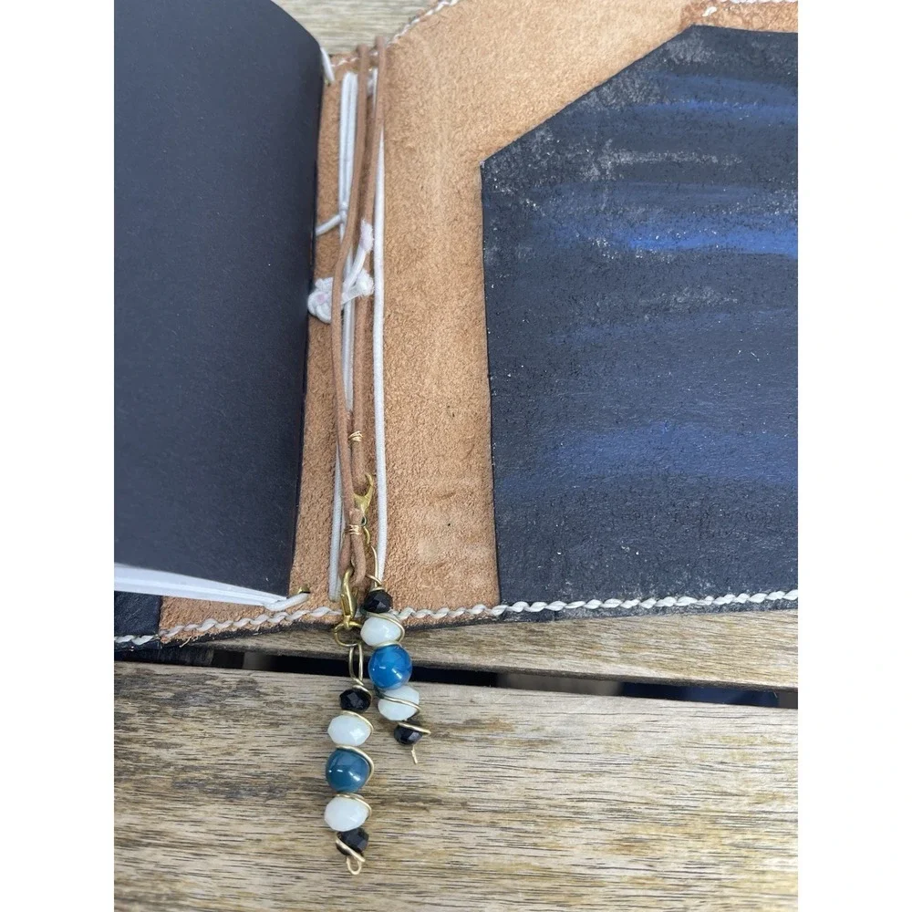 Hand Painted Leather Journal Wolf Moon Handmade Notebook Sketchbook